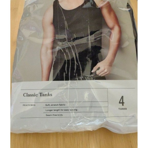 Mens Goodfellow Black XXL Pack Of 4 Classic Tank Tops Longer Length For Tucking - Picture 7 of 7